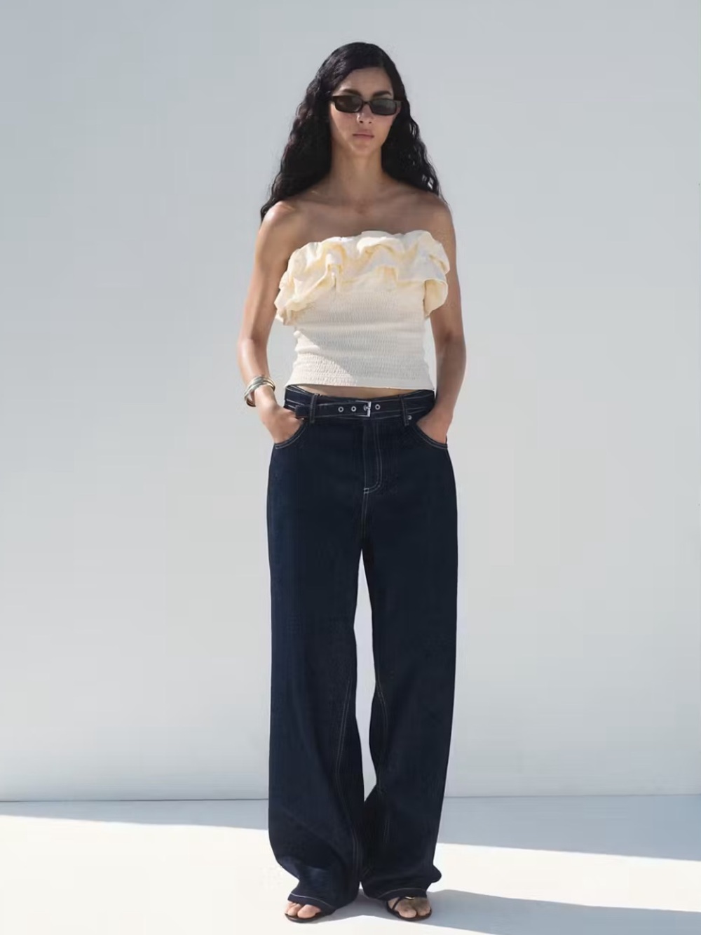 Mango STRAPLESS TOP WITH RUFFLES - Picture 2 of 8